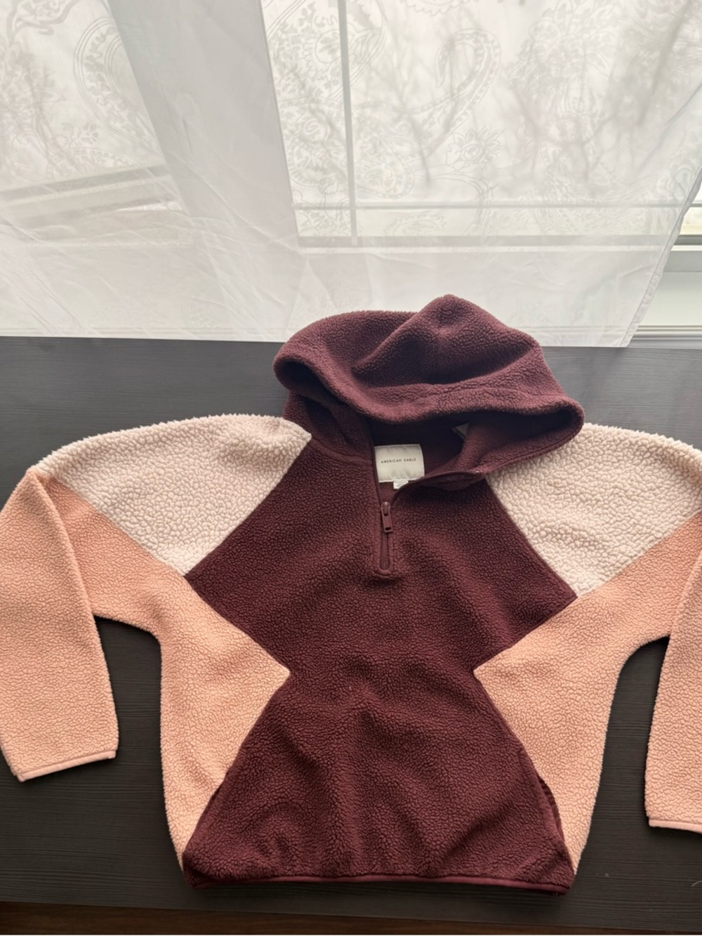 ✨5FOR25✨ American Eagle Dusty Rose Sherpa Half-Zip Hoodie